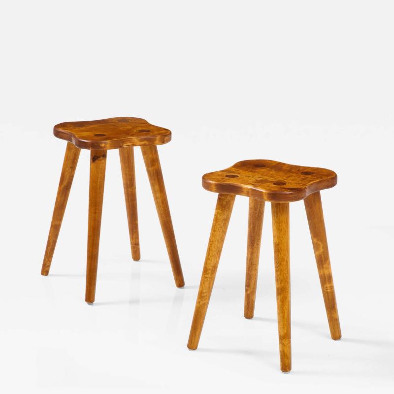 A pair of Swedish solid birch stools or side tables Circa 1960s