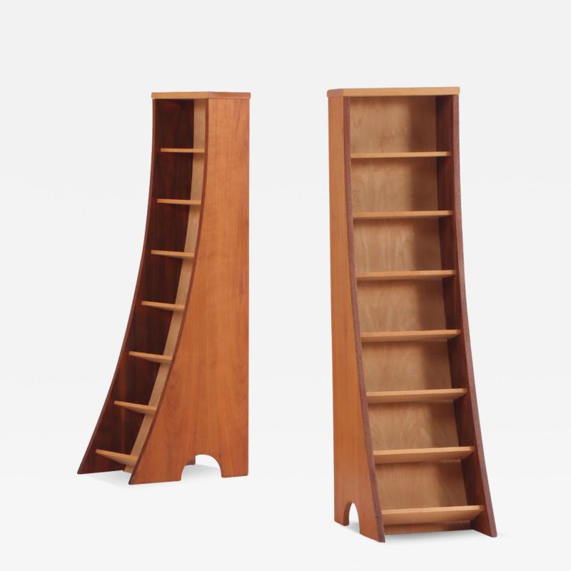 A pair of bench made sculptural walnut bookcases Contemporary 