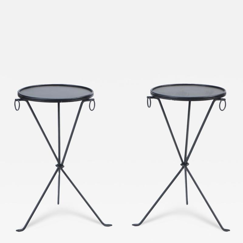 A pair of contemporary wrought iron drink tables Contemporary 