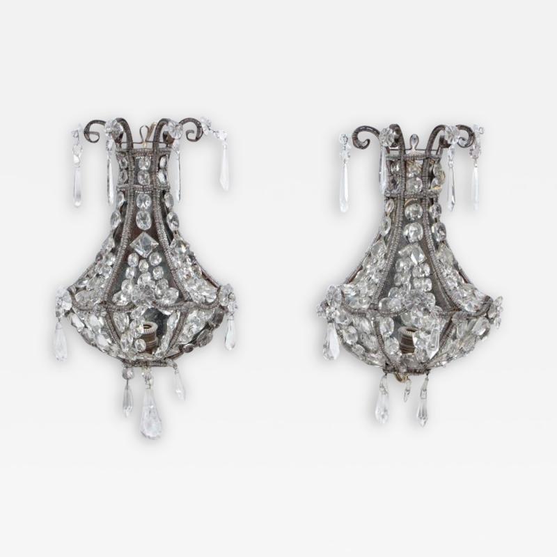 A pair of crystal wall sconces in the manner of Jansen circa 1940