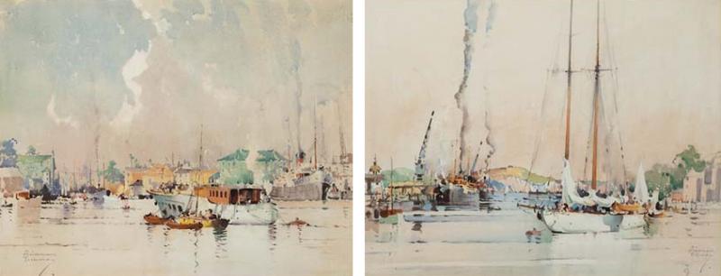 A pair of watercolours by Albert Gordon Thomas R S W 1893 1970 