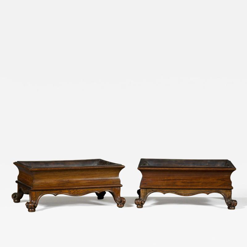 A pair rosewood tabletop jardinieres of highly unusual suiban form