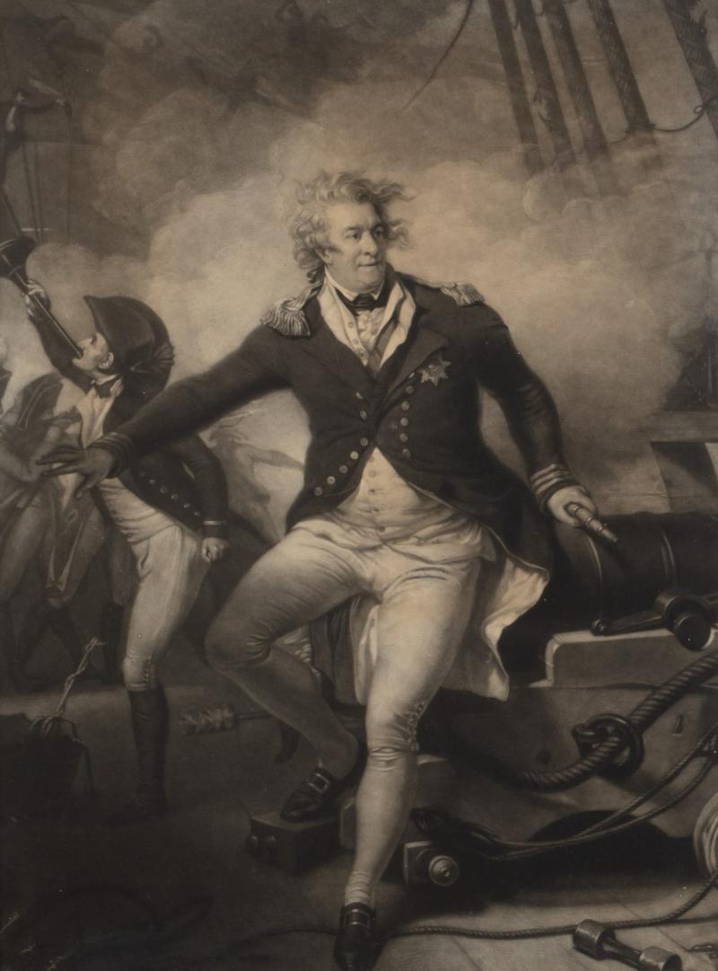 A portrait mezzotint of Admiral Viscount Duncan