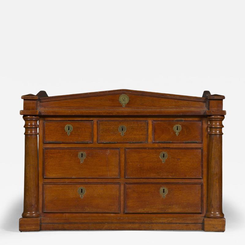 A rare mahogany and engraved brass inlaid collectors cabinet