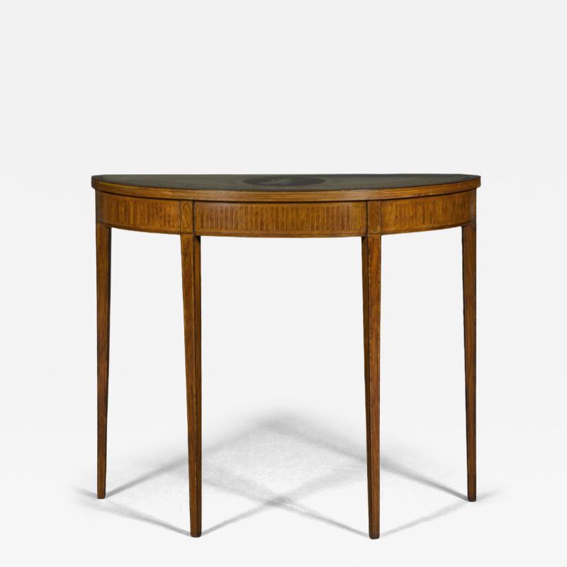 A satinwood tulipwood boxwood and ebony inlaid Demi Elliptical side table
