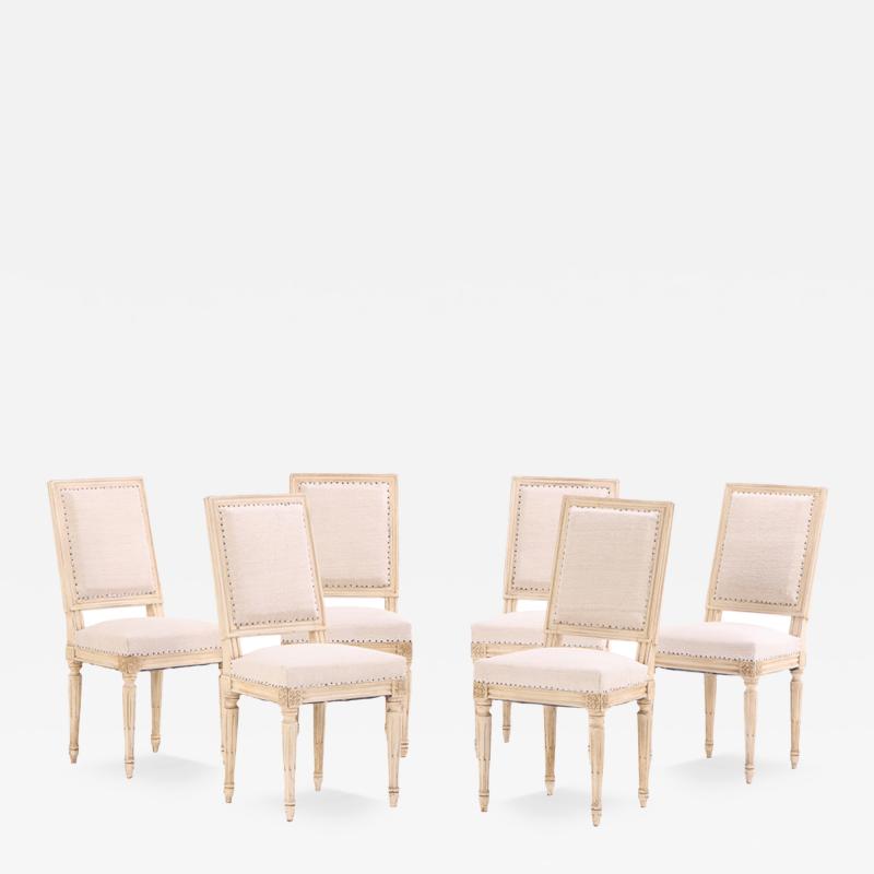 A set of 6 French Painted Dining Room Side Chairs c 1940 