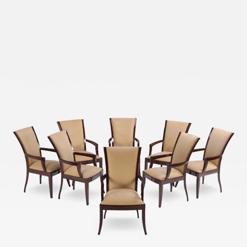 A set of 8 Art Deco style custom Macassar ebony armchairs 