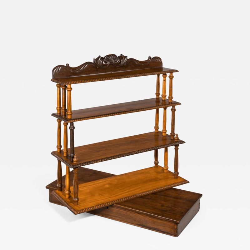 A set of Anglo Ceylonese specimen wood campaign wall shelves in a travelling box