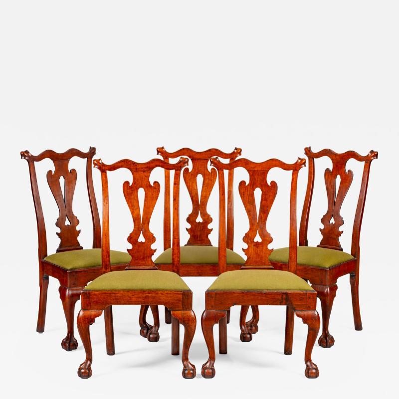 A set of five side chairs with heart pierced splats