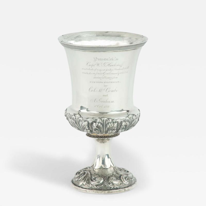 A silver goblet presented to Captain W G Hackstaff 1830