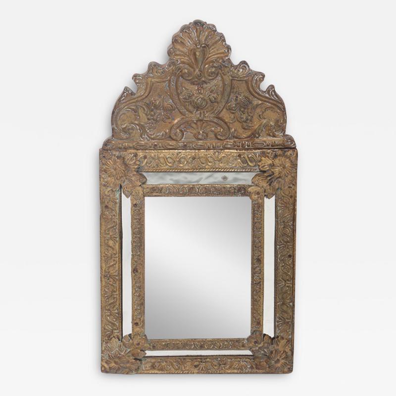 A small Dutch style brass repouse mirror circa 1890 