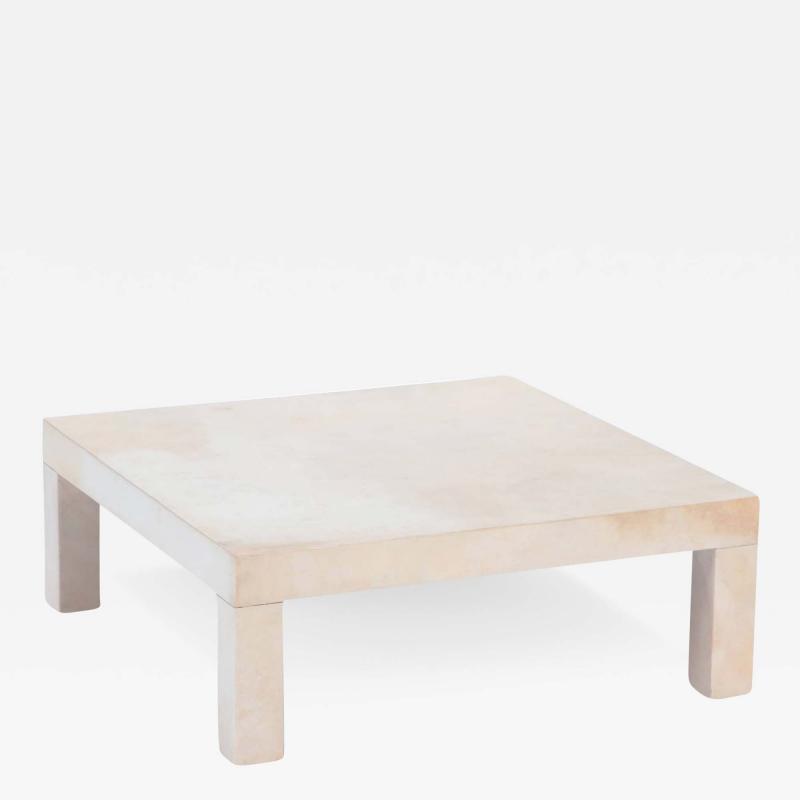 A square parchment end or coffee table contemporary