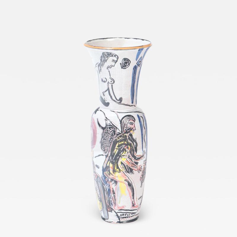 A tall ceramic vase by Anette Wandrer Germany c 2000 