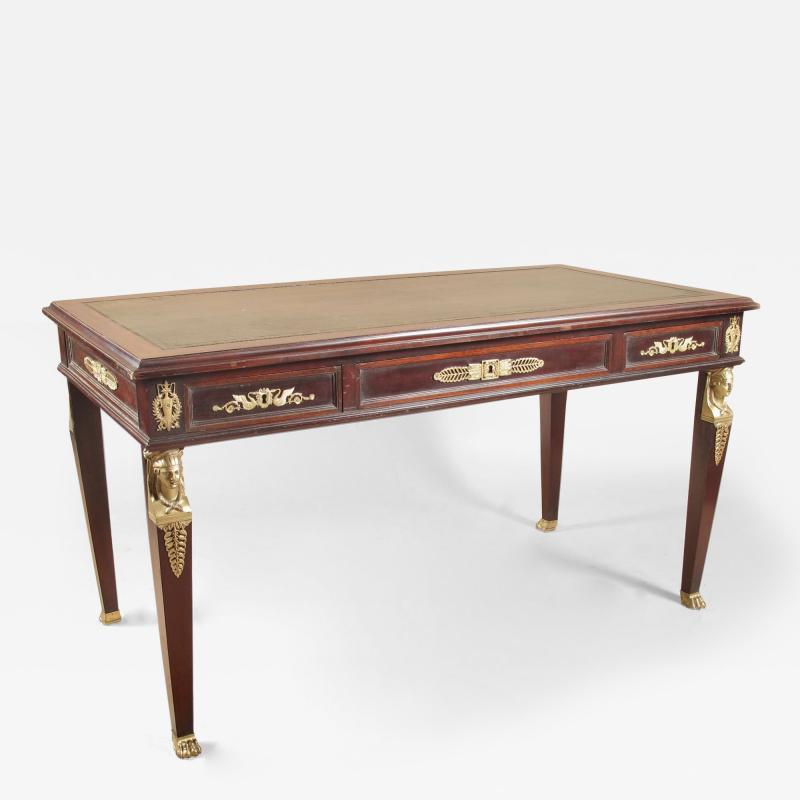 A very decorative and useful French mahogany Bureau Plat writing table 