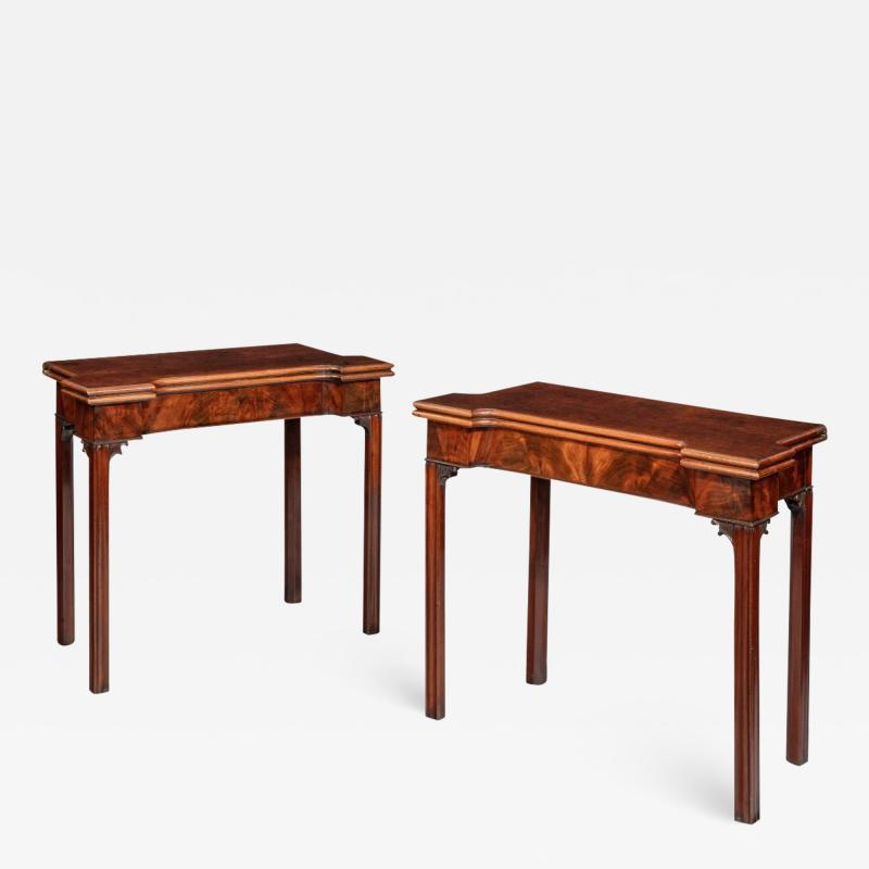 A very fine pair of George III mahogany concertina action card tables