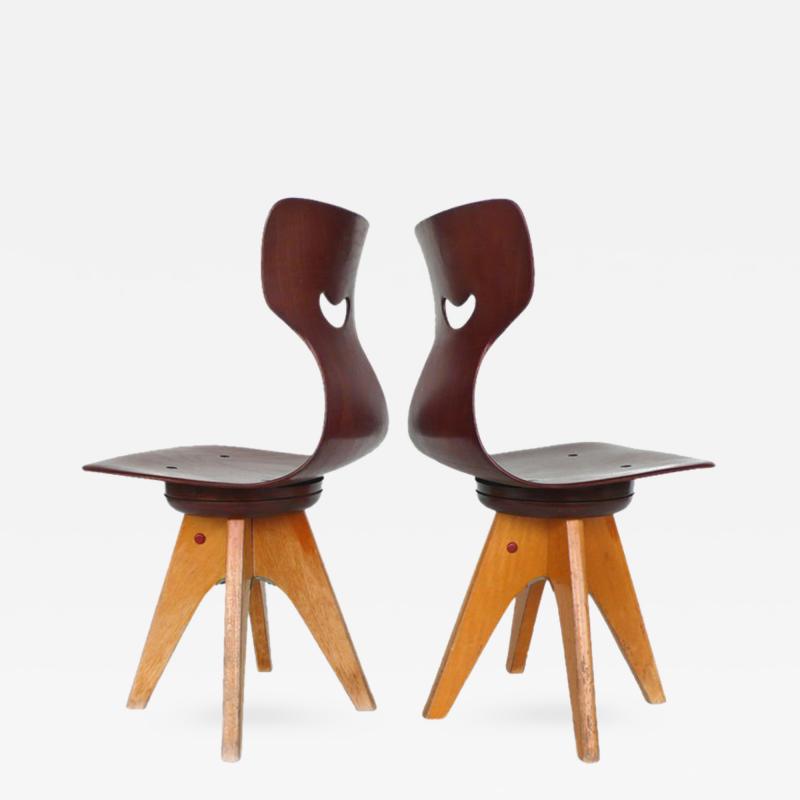 ADAM Stegner Pair of Modernist Bentwood Adam Stegner Childrens Chairs Pagho 1960s