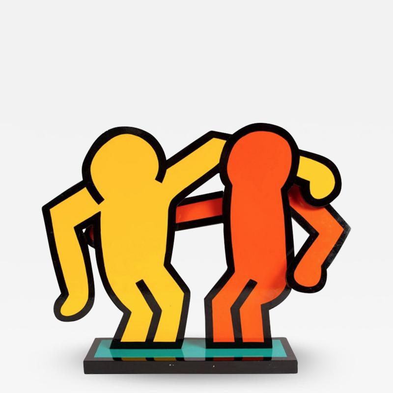 AFTER KEITH HARING RARE POLYCHROME ALUMINIUM SCULPTURE INTITLED BEST BUDDIES 