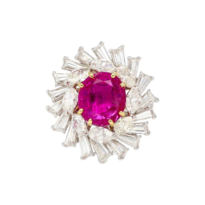 AGL Certified 9 55 Carat No Heat Burma Pink Sapphire Detachable Ring To Pendant