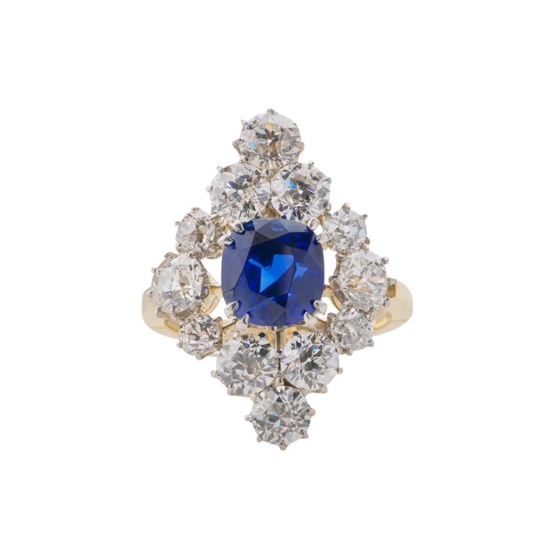 AGL Classic Ceylon No Heat Sapphire and Diamond Ring