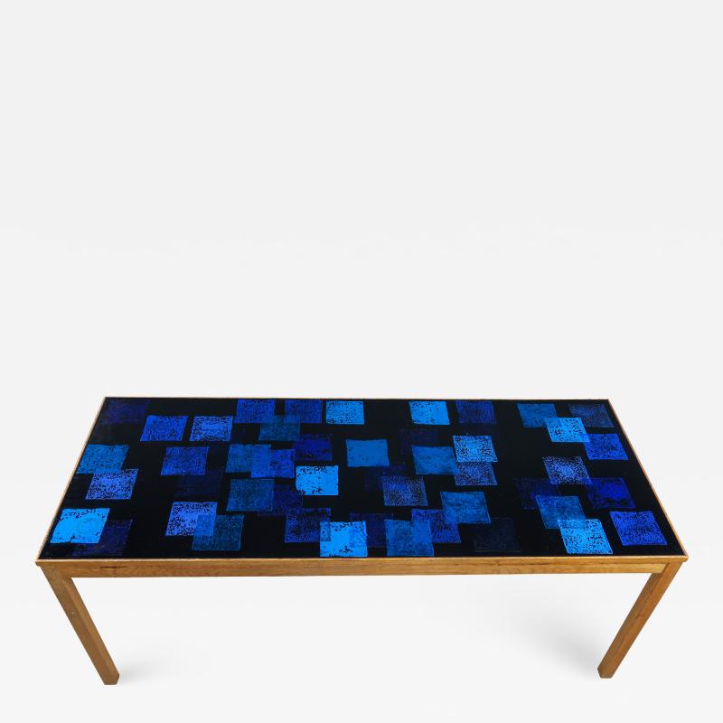 ALGOT P TORNEMAN T rneman Ros n Oak Blue Enamel Coffee Table 1960s Sweden