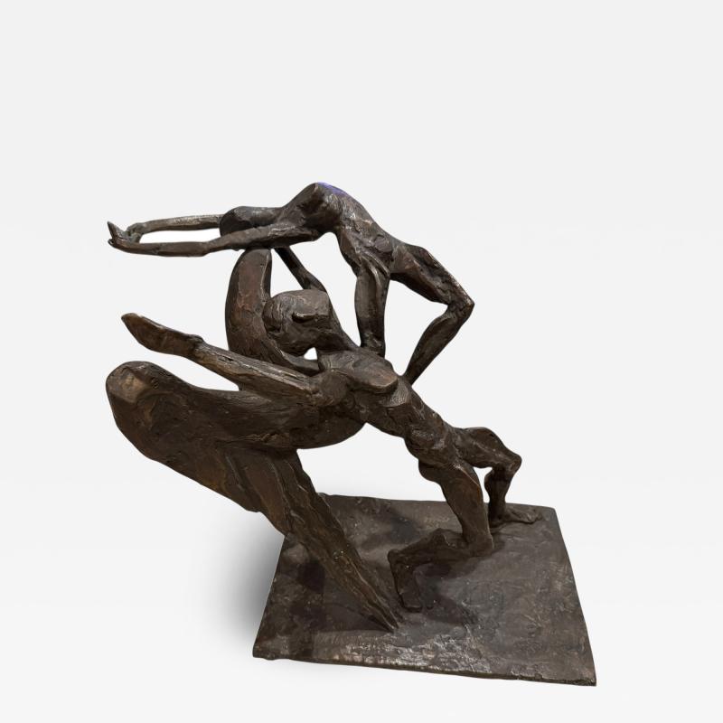 AMAZING BRUTALIST HEAVY WINGED ANGEL SATAN FEMALE NUDE BRONZE SIGNED L GOODMAN