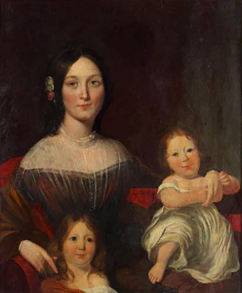 AN ENGLISH PAINTING OF MOTHER WITH CHILDREN