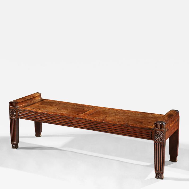 AN UNUSUALLY LARGE REGENCY PERIOD MAHOGANY WINDOW SEAT