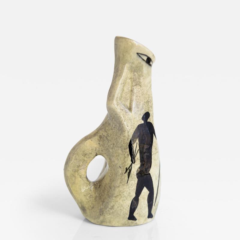 ANDRE GUIRON ANDRE GUIRON HAND MADE CERAMIC VASE DEPICTING CAVE PAINTINGS FRANCE 1955