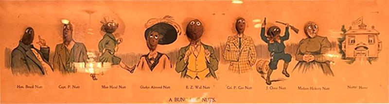 ANTIQUE BUNCH OF NUTS COMICAL EARLY LITHOGRAPH