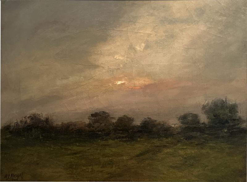 ANTIQUE SIGNED LANDSCAPE PAINTING BY A J NICKLAS 1906