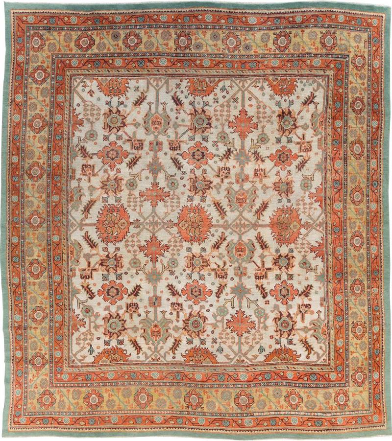 ANTIQUE TURKISH OUSHAK SQUARE ROOM SIZE CARPET