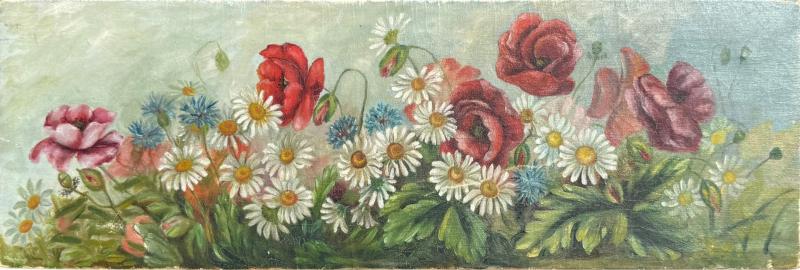 ANTIQUE WILDFLOWERS IN MEADOW PAINTING