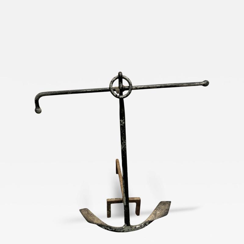 ANTIQUE WROUGHT IRON ANCHOR ANDIRON