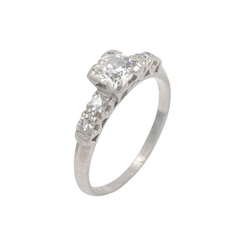 ART DECO 0 50 CARAT DIAMOND AND PLATINUM ENGAGEMENT RING