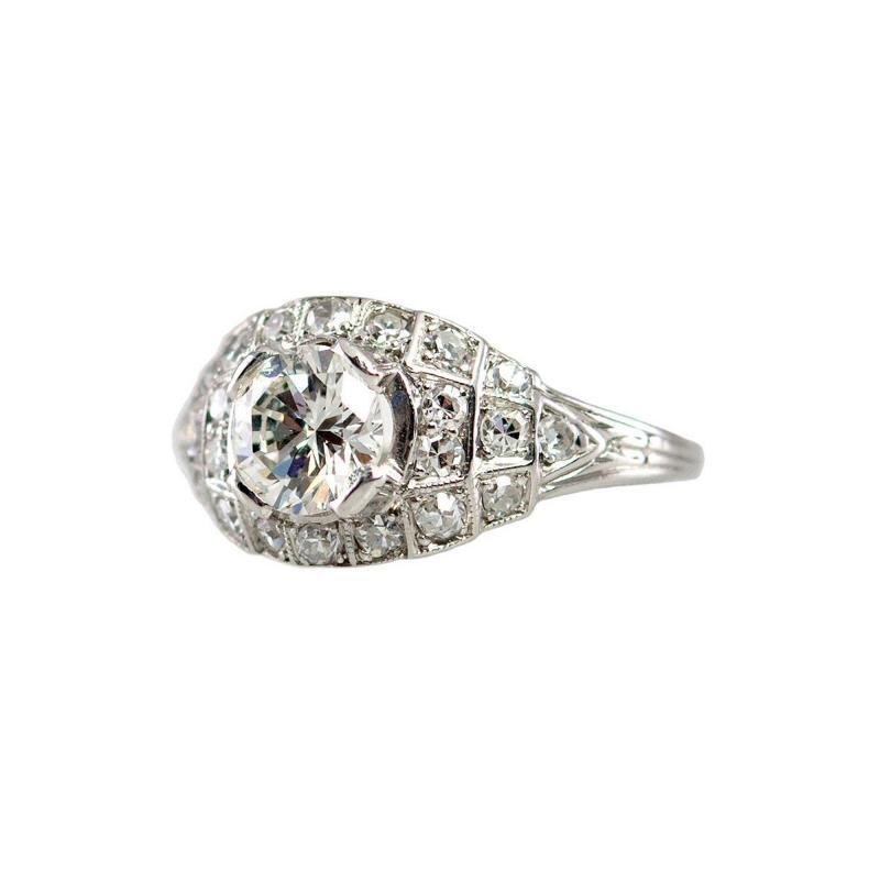 ART DECO 0 80 CARAT OLD EUROPEAN CUT DIAMOND AND PLATINUM RING