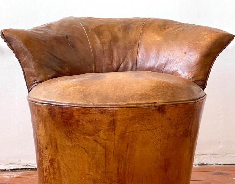 ART DECO LEATHER STOOL