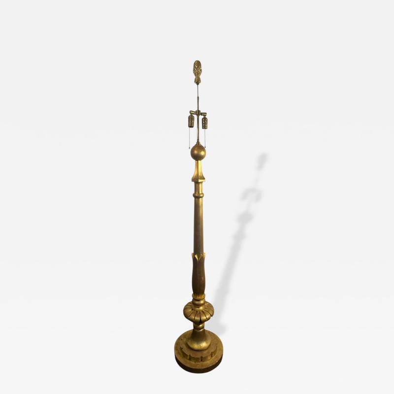 ART DECO NEOCLASSICAL FLORAL FORM CARVED GILT WOOD FLOOR LAMP