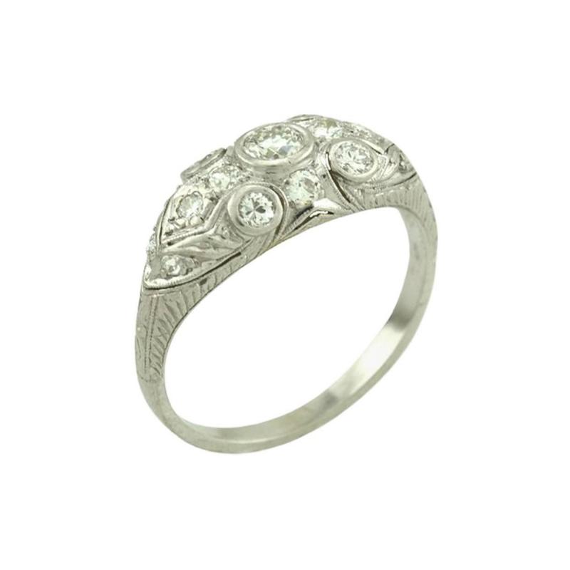 ART DECO OLD EUROPEAN CUT DIAMOND AND PLATINUM RING CIRCA 1930