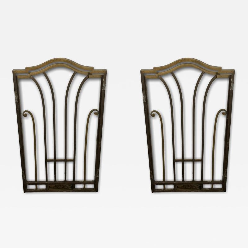 ART DECO PAIR OF BRONZE NEXT WINDOW BANK TELLER GATES