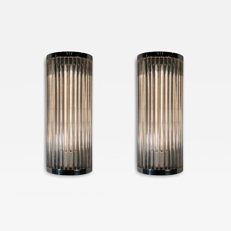 ART DECO REVIVAL CHROME AND LUCITE ROD SCONCES