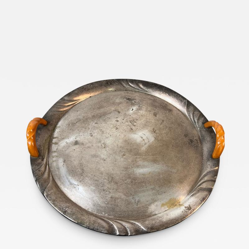 ART DECO SILVERPLATE AND BAKELITE SERVING PLATTER