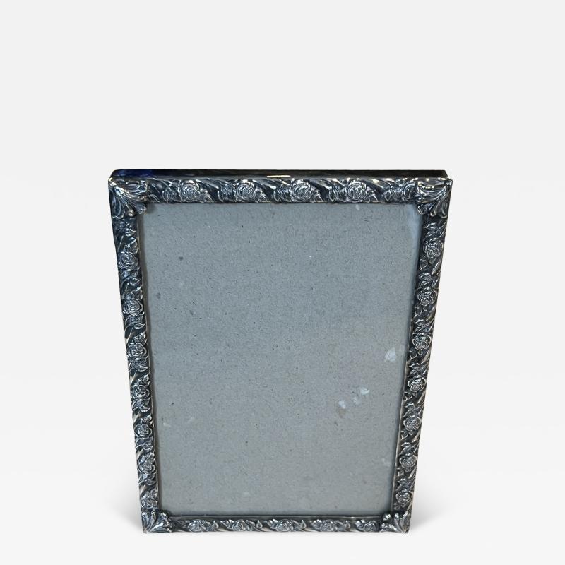 ART DECO STERLING SILVER ROSE DECORATED PICTURE FRAME