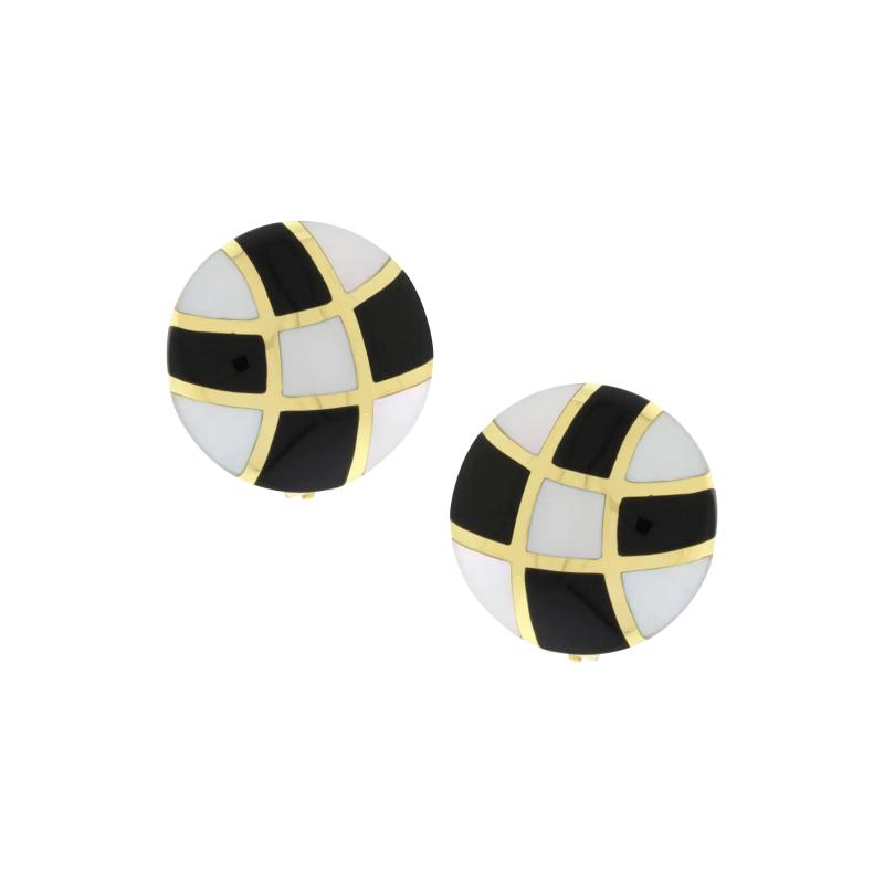 ASCH GROSSBARDT WHITE AND BLACK CHECKERBOARD EARRINGS