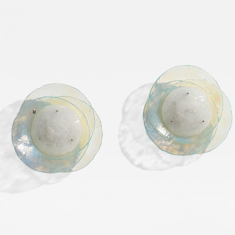 AV Mazzega Pair of Large Flush Mounts Wall Lights