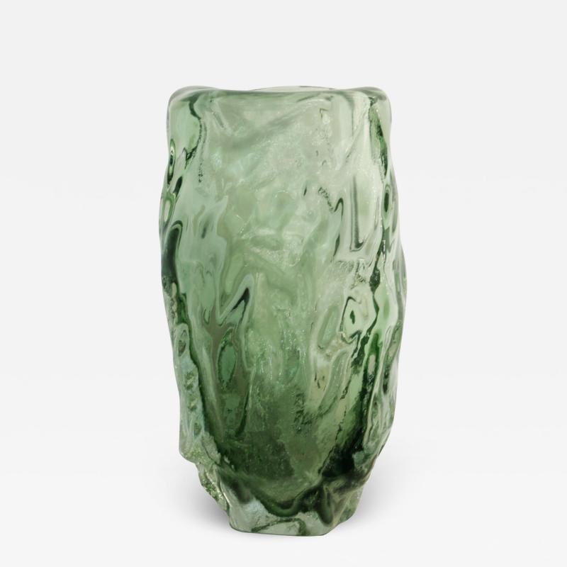 Abstract Alto Murano Sommerso Green Glass Vase