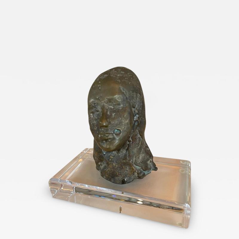 Abstract Bronze Sculpture on Lucite Base France 1930s