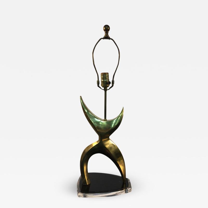 Abstract Modernist Brass and Lucite Lamp
