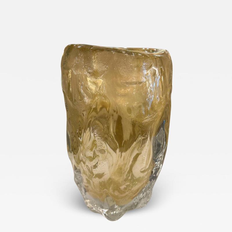 Abstract Murano Sommerso Burri Vase