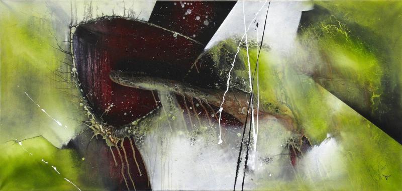 Abstract Painting Crawfish vs Turtle Acrylic On Canvas by MS Austria 2021