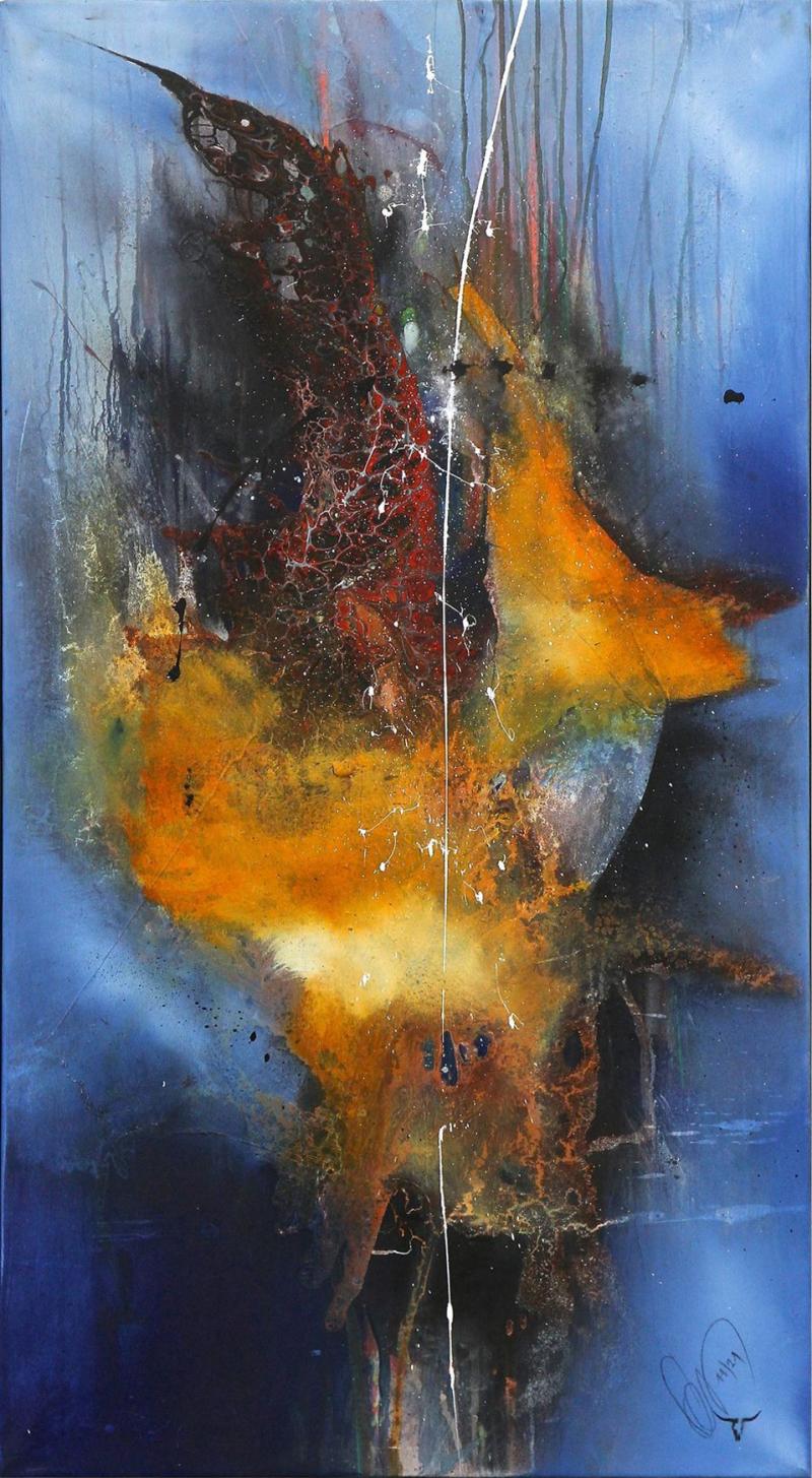 Abstract Painting Sea War Acrylic On Canvas by MS Steel Frame AT 2021